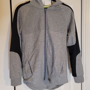 Athletic Works grey and black zip-up jacket girls boys kids size large 10/12